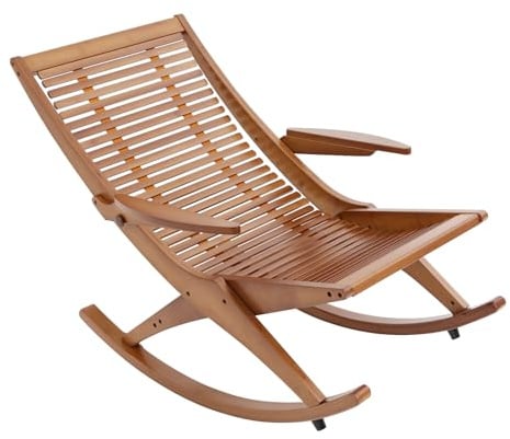 Gdetnysty Schaukelstuhl Bambus Sitzmöbel Relaxsessel Outdoor Gartenstuhl Mit Erhöhten Fußpads Stabilem Gestell Und Tragkraft 150kg Für Garten Balkon Terrasse Wohnzimmer Schlafzimmer
