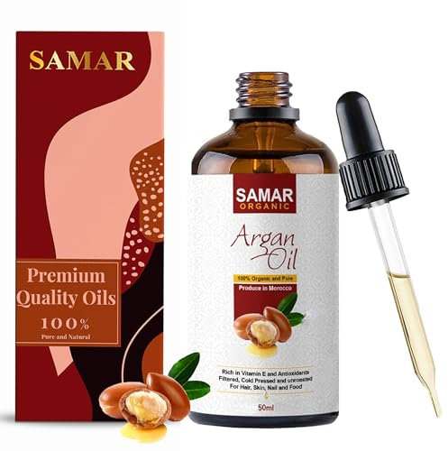 Argan Oil of Morocco - Premium Quality 100% Pure and Organic Certified Extra Virgin Cold Pressed Natural Raw Argan Oil from the Kernels of the Argan Tree - 50ml Treatment for Hair, Skin and Nails