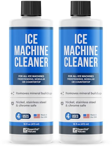 Ice Machine Cleaner 473ml, Nickel Safe Descaler | Ice Maker Machine Descaling Liquid Compatible with Whirlpool 4396808, Manitowac, Ice-O-Matic, Scotsman, Follett etc | Essential Values (2 Pack)