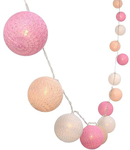 Treer Luces De Bolas De Algodón Cadena de Luces Bolas de Navidad, Batería Lámpara de Guirnalda Luminosa Hogar, Jardín, Patio, Fiesta, Vacaciones, Boda Decoración (1.5M-10 Pelotas,Rosado)