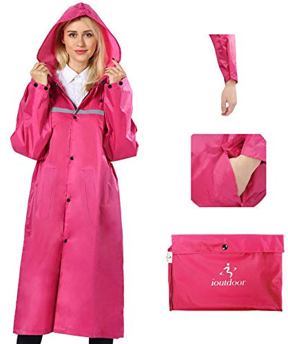 ioutdoor Regenmantel 100% Wasserdicht, der Extra Lange Regenschutz mit Taschen/Reflexstreifen/Kordelzughauben/Reißverschluss/Knopf, 3 Farben, 3 Größen, XXXL