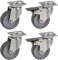 Dörner + Helmer Apparaterollen ø 75 mm (4 Stück, 2X mit Bremse, TPE-Rad, Platte 60x60 mm, Tragkraft 150 kg, Möbelrollen, Lenkrollen) 450260, Metall