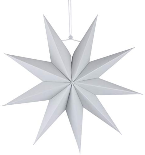 Healifty 30CM LED Weihnachtsstern Lampe Papier Lampenschirm 3D Außenstern Papierstern Laterne Christbaumspitze für Weihnachten Silvester Hochzeit Party Hängende Dekoration Ornament Grau