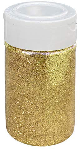 Schimmernder Glitzerpuder Glitzer-Pulver zum Basteln und Verzieren von Karten, bunter Glitter für Dekoration (Gold 100g Streudose)