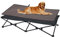 KingCamp Erhöhtes Hundebett Hundeliege Outdoor Haustierbett Haustierliege Atmungsaktivem Mesh & Wildledermatte & Rutschfesten Füßen für Reisen Garten Outdoor Indoor, Schwarz 132 x 68 x 29 cm