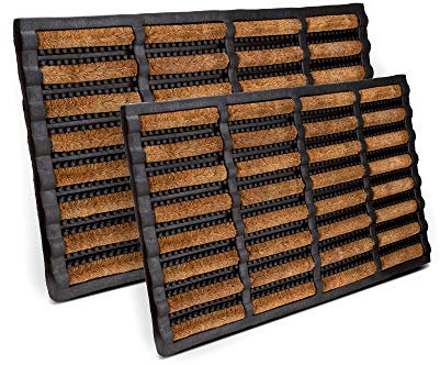 Entrando Kokos Fußmatte 40x60 cm – Schmutzfangmatte außen wetterfest – Fußabtreter klein & robust – Bürstenmatte Braun Schwarz für Balkon, Wohnung & Flur