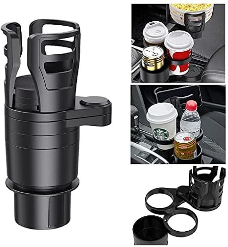 JSCARLIFE Car Cup Holder Expander Adapter with Adjustable Base, 4 in 1 Multifunctional 360° Rotating Car Cup Holder Insert Suitable for Round Cup Slot Models