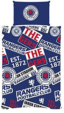 Rangers Single Duvet Football Club Patch Bedding Cover Set, Blue, 135 x 200 cm