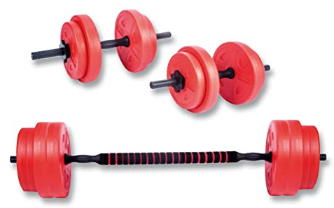 Rovera SET Dischi Pesi Componibili da 17 Kg con Asta Bilanciere e Manubri Inclusi, rosso