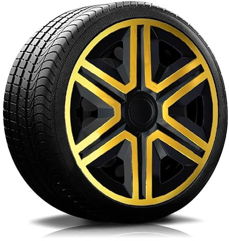 RADKAPPEN-KÖNIG 16 Zoll RKK20 Schwarz-Gold Radkappen Radzierblenden 4 Stück