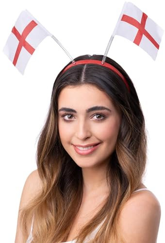 Smiffys England Flag Bopper Headband, St George England Fancy Dress, Adult Dress Up Accessories