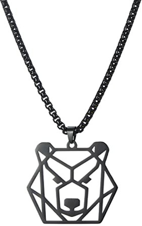Personal isierte geometrische Tiger Leopard Eisbär Hund Bär Hund Anhänger Halskette Tier Liebhaber Kühlen Wald Choker Natur Tier Elemente Schmuck Geschenke Jungen Männer Teen (Hunde bär-schwarz)