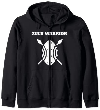 Zulu-Krieger, Schild, Speer, Afrikaner Kapuzenjacke