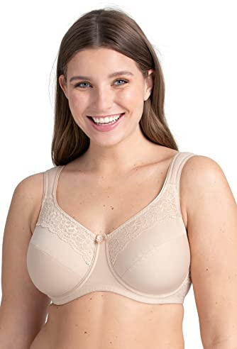 Miss Mary of Sweden Minimizer Underwired Bra Cotton Now Flatcup 42D Beige