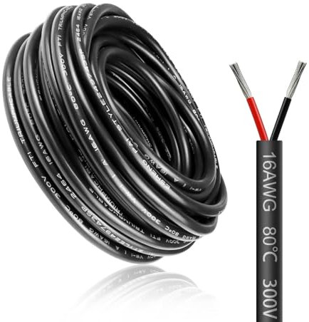10 Meter 16AWG 2x1,5mm² Elektrischer Draht, 2 Adrig Kabel 5V/12V/24V Stromkabel Verzinntes Kupferkabel,Flexibel und Weich Niedrige Impedanz Hohe Temperaturbeständigkeit Verlängerungskabel