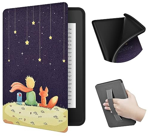 ERUNTO Étui pour Tout Nouveau Kindle de 6 Pouces (Version 2022), Coque en TPU avec Texture en Tissu et Ceinture à l'arrière, Coque magnétique avec de réveil/Veille Intelligente(Little Prince)