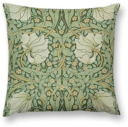 Keebik Exhibition Green William Morris Pimpernel Deko-Kissenbezüge für den Außenbereich, Samt, weiche Kissenbezüge, Heimdekoration, Wohnzimmer, Kissenbezug für Bett, Couch, Auto, 45,7 x 45,7 cm