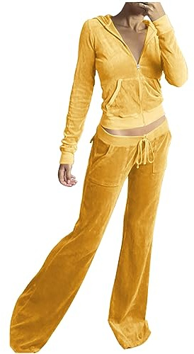 Mrat 2-teiliges Outfit für Damen, Trainingsanzug, langärmelig, Velours, Samt, Kapuzenpullover, Sweatshirt, Joggen, Workout-Sets, Damen, Sport, Freizeitanzug, Sportbekleidung, einfarbige Sweatsuit Uk