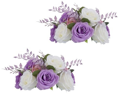 Inweder Künstlicher Blumenstrauss Hochzeitsdeko Tisch - 2 Pcs Künstliche Rose Blume Ball Blassviolett Gefälschte Blume Deko Blumengesteck Hochzeit Blumen Sträuße für Mittelstück Party Valentinstag