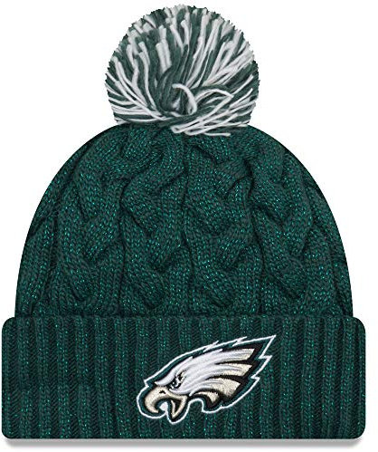 New Era Offizielle NFL-Mütze für Damen, mit Zopfmuster, Bommel, Philadelphia Eagles, Einheitsgröße