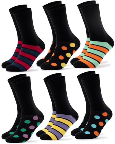 Occulto Herren Bunte Socken 6er Pack (Modell: Moritz) Punkte Streifen 43-46