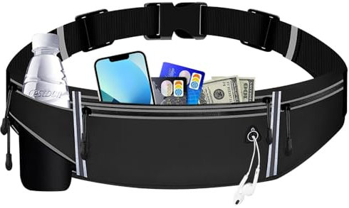 SLTAXAR Ceinture de Course Sacs Bananes de Sport Réglable Etanche Banane Homme Femme Sac Banane de Course à Pied Ceinture de Course Étanche avec Porte Bouteille pour Gym, Jogging, Fitness, Randonnée