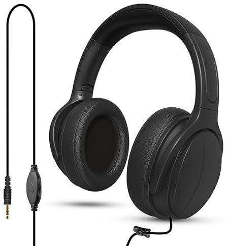 WMSZMSM Extra Long Cord Wired Headphone for TV and PC for TV Watching for Seniors with Volume Control Wired Headphones with Long Cord Length Universal 3.5mm AUX Audio(19.6FT)