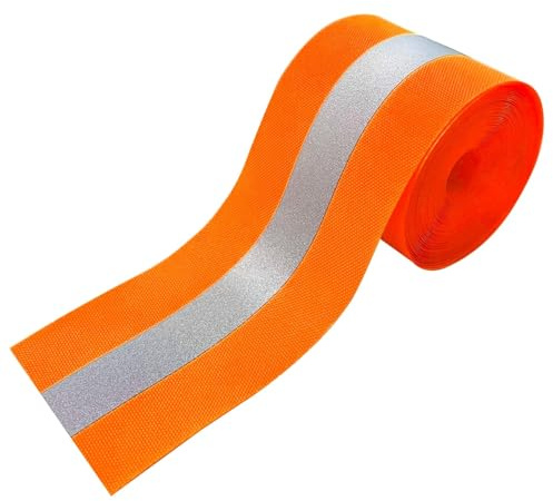 MARARDI Reflektierendes Klebeband zum Nähen - Reflektorband [5 Meter x 50 mm] [Fluoreszierendes Orange] 100% Polyester - Reflektor Tape Hohe Sichtbarkeit - Reflexionsvermögen ≥300