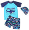YAGATA Uv Kleidung Kinder Uv Badebekleidung Junge Uv Shirt Kinder Uv Hut Kinder Uv Anzug Kinder Blau 8-9 Jahre 3XL
