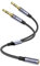MOSWAG Audio Splitter Y Adapter, 3,5mm Buchse auf Doppel 3,5 mm Klinkenstecker Headset Mikrofon Adapter Audio Splitter Kabel kompatibel mit Kopfhörer, PC, Gaming Headset, Laptop usw
