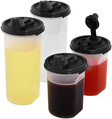 SIGNORA WARE Dispenser per olio d'oliva, con beccuccio antigoccia, ermetico, a tenuta stagna, per cucina, bocca larga, facile da riempire, dispenser per olio e aceto, set da 4, 2-15 e 2-600 ml.