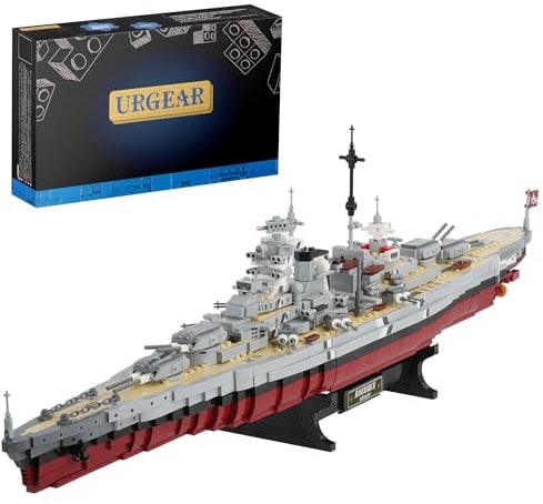 URGEAR Bismarck Schlachtschiff Bausatz für Bausteine, WW2 Militär Technik Schiff Boot Konstruktionsspielzeug für Teenager Männer Geschenk (2081 Teile)