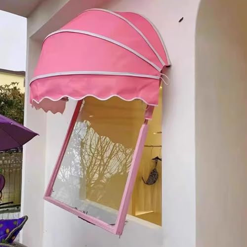 Tenda Cappottina da Sole per Esterno,Tettoia a Cupola Pieghevole per Porte,Tenda da Sole per Finestra,Vela Ombreggiante del Patio,Tenda da Balcone Impermeabile,Manuale (Diameter:140cm/55in,Pink)