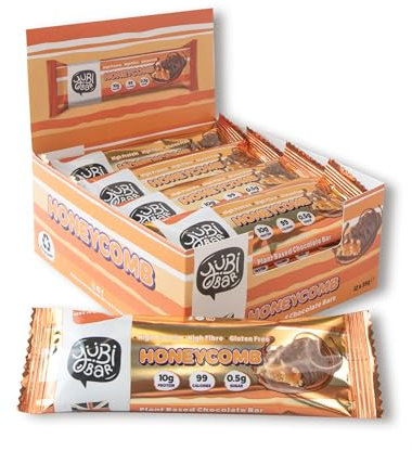 Yubi Honeycomb - 12 Pack - Protein Bars - 99 Calories, High Protein, High Fibre, Low Sugar, Gluten Free and Dairy Free - Healthy Snacks/Nutrition Bar - Chocolate Bars - 420g