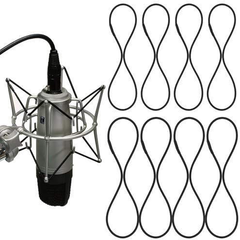8PCS Universal Elastic Bands Replacement, Microphone Shock Mount Rubber Ring for Microphone Shock Mount Holder Clamp Clip (Black)