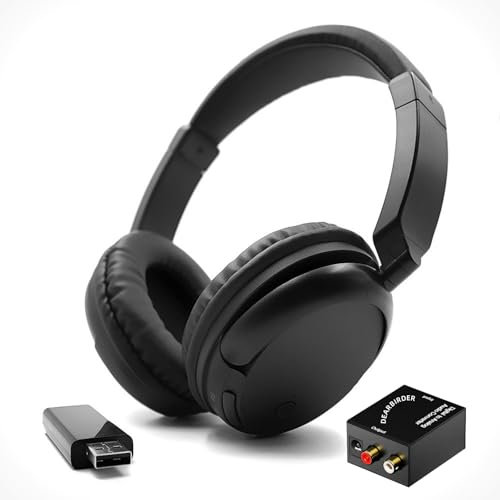 DEARBIRDER Wireless Bluetooth TV Headphones,HiFi Stereo Over Ear TV Headphones,Lightweight Soft Earmuffs Fit for Seniors, 30Hours Playtime Wireless Headsets Compatible with All Televisions (Black)