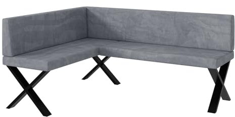 MEBLINI Eckbank für Esszimmer - Küchenbank - Essecke - Sitzecke Küche - Toni - X-Beine 128x168x87cm Links - Grau Samt