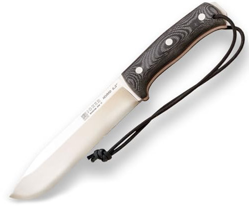 Joker Survival-Messer Nomad 6.5 CM137-F, Griff aus schwarzem Micarta, 16,5 cm Klinge, Kydex-Scheide, inklusive Feuerstarter, Werkzeug für Angeln, Jagd, Camping und Wandern.