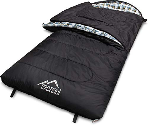 normani 4-in-1-Funktion Extrem Outdoor Schlafsack 'Antarctica' aus Nylon Rip-Stop mit 500 + 250 g/m² Hollow Fiber Füllung 220 x 90 cm Farbe DunkelSchwarz Größe Links