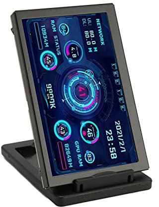 Computer Temp Monitor - PC Case Screen 5in IPS USB Screen with Sensor Panel for Dynamic Display of CPU, RAM, HDD Data Monitoring