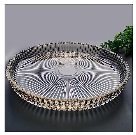 OZBME Fruit Bowl Creative Crystal Glass Fruit Tray Round Tray Large Tea Tray Home Set Living Room Light Luxury Style Fruit Tray Fruits Dish