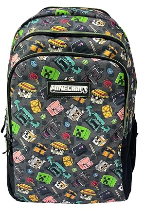ToyBags Mochila Escolar Minecraft Pixel 25 - Doble Compartimento - Adaptable a Carro - Espaldera Acolchada - Resistente, Espaciosa y Organizada - 44 x 30 x 20 cm