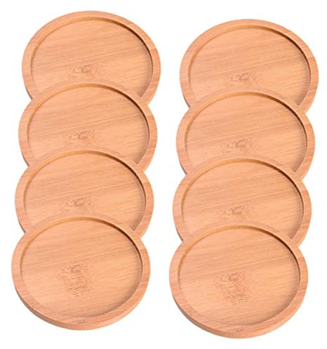 LIOOBO 8 Pièces Soucoupe pour Pot De Fleur Plateau Rond Bambou Soucoupe pour Plante Support pour Pots De Fleurs
