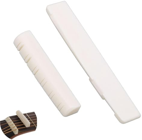2 Pieces Guitar Nut, Acoustic Guitar Bridge, Acoustic Guitar String End Bone Nut, for 6 String Electric Guitar