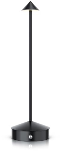 CSL - LED Tischleuchte kabellos dimmbar – 3 Lichtfarben – mit Akku - stufenlos dimmbar – Memory Funktion – Touch - USB C Ladeeingang – schwarz