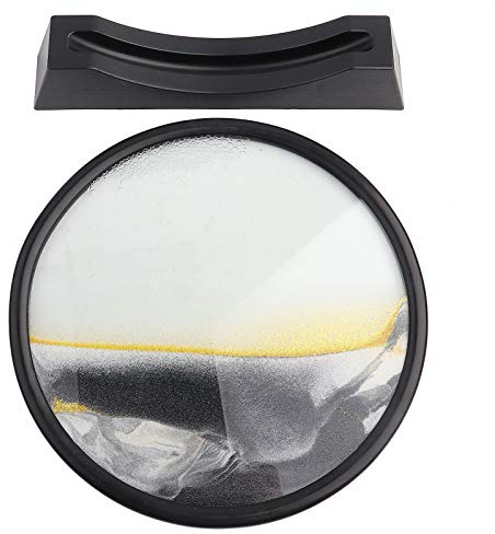Bvznmilhd Peinture de Sable coulant, décoration de sablier 3D, décor de Sable mouvant, Peinture de Paysage, Bricolage, Ornement de Bureau avec cavité en Verre, pour la décoration du (12 Pouces Noir)