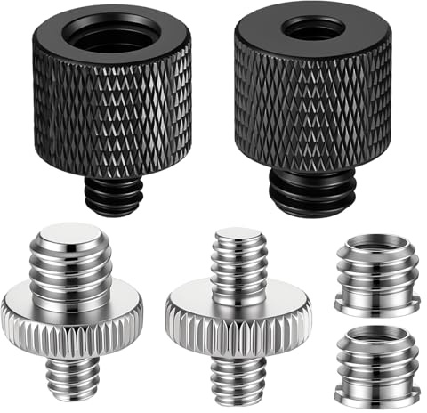 HJZHII 6 Stk Stativ Adapter 1/4 und 3/8 Zoll Gewinde Gewindeadapter Kamera | Kamera Gewinde Adapter Stativadapter Mikrofonstativ Adapter mit Doppelschraube Schrauben Adapters für Kamera Lampenstative
