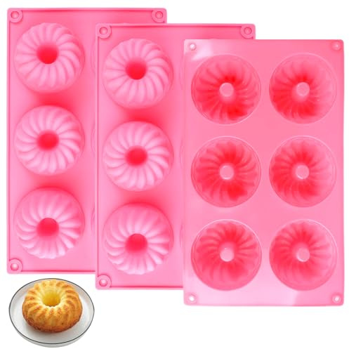 LuminaryLair 3 Pièces Mini Moules à Kouglof en Silicone, 6 Capacités Ø 7 cm | Moule Antiadhésif pour Gâteau Gugelhupf,Réutilisables Mini Moule à Kougelhopf Silicone,pour Muffins Brownies Gâteaux Pudding