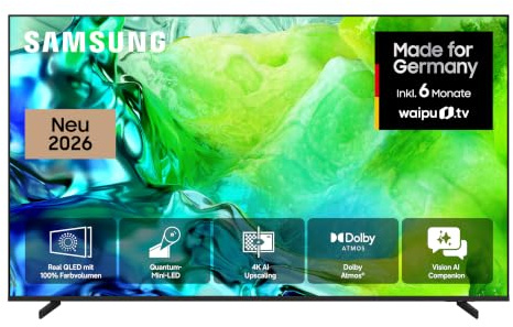 Samsung Neo QLED QN80H 4K 65 Zoll (163 cm), UHD Fernseher, Quantum-Mini-LED für ultrafeine Kontraste, 4K AI Upscaling, Adaptive Sound Pro, Gaming Hub, Motion Xcelerator 144Hz, AI Companion, Smart TV