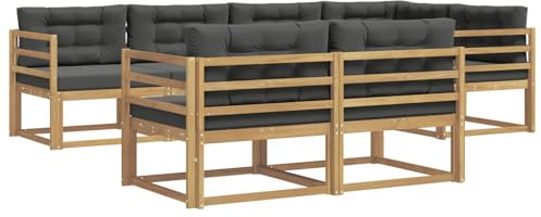 vidaXL Outdoor-Sofagarnitur 6 pcs Weiß und Anthrazit Polyester, Terrasse, modernes Outdoor-Möbelset, wetterfeste Garten-Sofa-Garnitur, Flexible Design-Sitzgelegenheiten aus Akazienholz